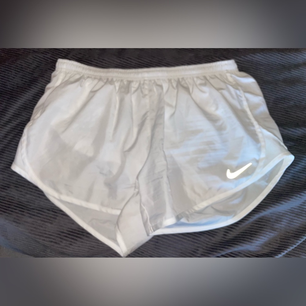White Nike Dri Fit running shorts